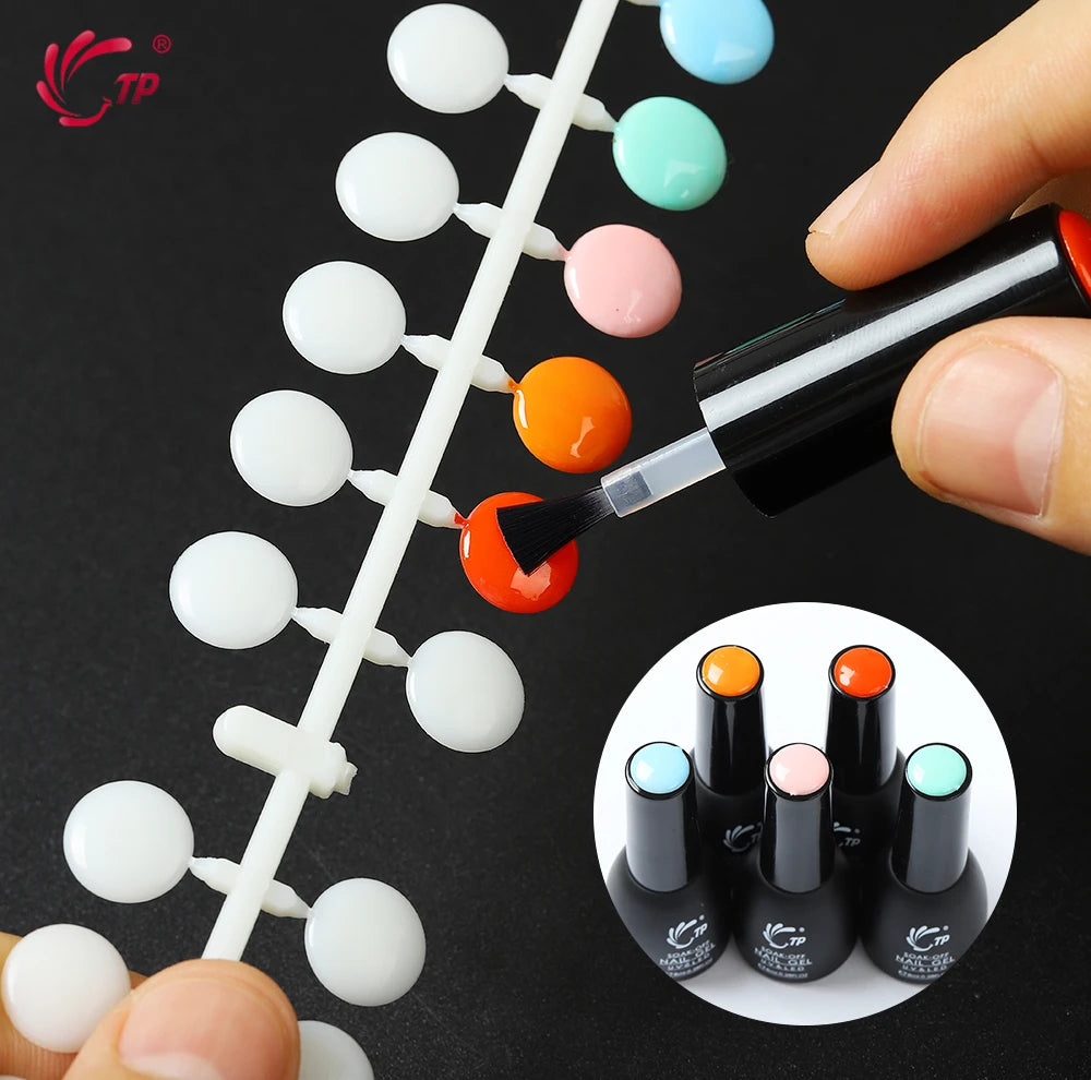 TP 120pcs Nail Color Table with Stickers for UV/Gel/Polish Nail Capsule Gel Enamel Bottle Sample Flat Back Color Card Nail Tools