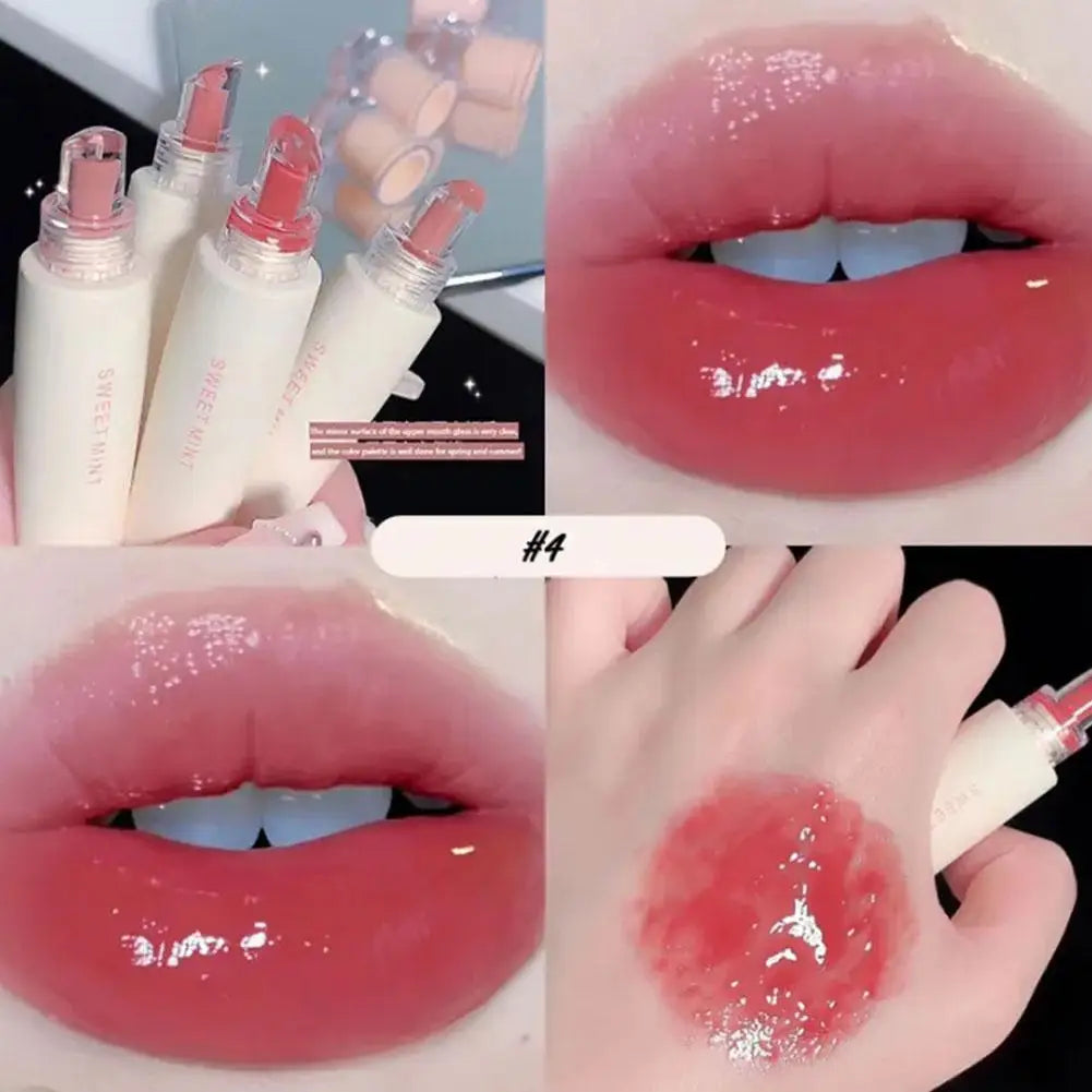 Sweet Mint Jelly Lip Glaze Non-stick Lip Tint Lasting Cosmetic Liquid Lip Moisturizing Crystal Lipstick Korean Glass Gloss