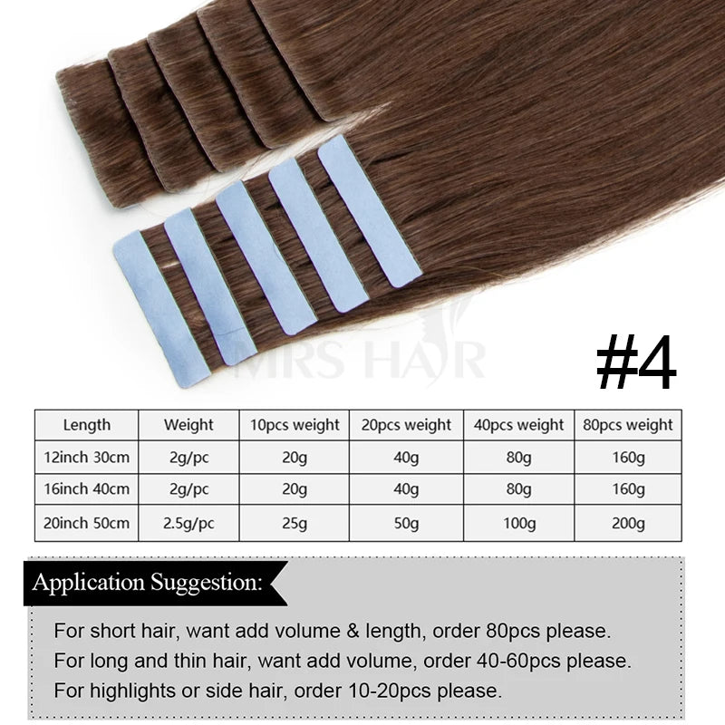 Invisible Tape in Hair Injection Tape in Human Hair Extensions #60 PU Weft Tape On 10pcs/pack Only Add Volume For Side Hair