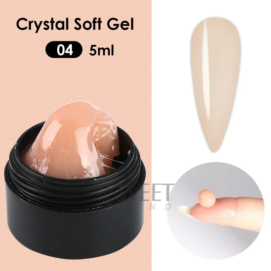 5ml Crystal Soft Solid Extension Nail Gel Clear Nude Pink Acrylic Carving Flower Jelly Shaping DIY Model Manicure Varnish Tools