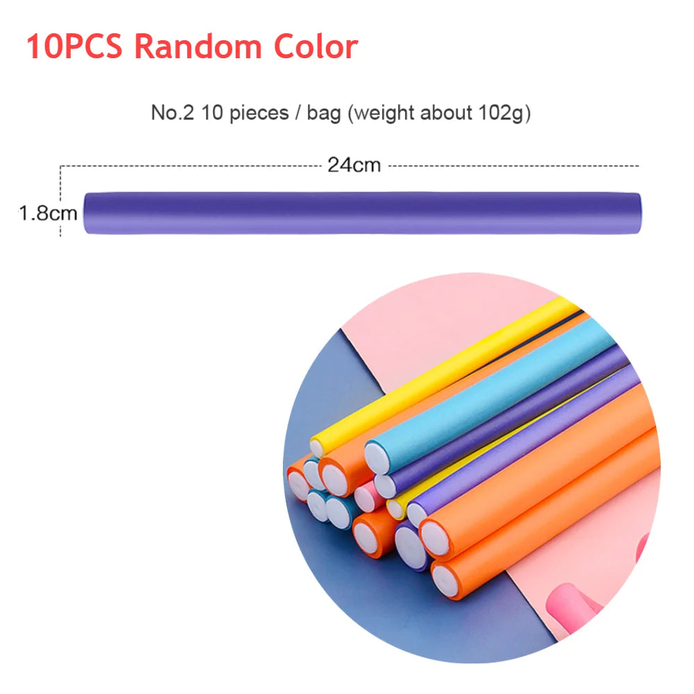 10pcs Hair Curling Curler Magic Air Hair Rollers Soft Foam Bendy Twist Magic Flexi Rods Styling Hair Sticks Tool Random color