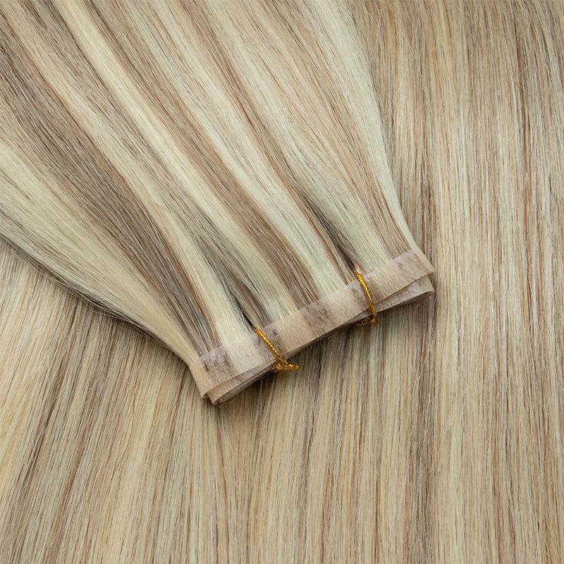 Invisible Long Tape PU Weft Human Hair Bundles Real Natural Hair Seamless & No-Glue Injected Tape In Hair Extensions Thick Ends