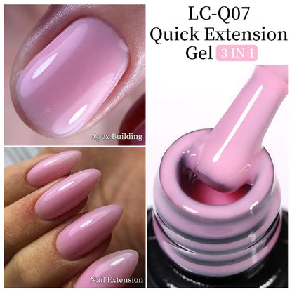 LILYCUTE 7ML Pink Glitter Quick Extension Gel Nail Polish Pink Gold Foils Effect Vernis Semi Permanent UV Gel Nail Art Hard Gel