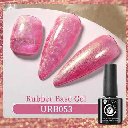 UR SUGAR 7ml Crystal Nude Rubber Base Gel Milky White Pink Gold Glitter Semi Permanent Soak Off UV LED Nail Art Construction Gel