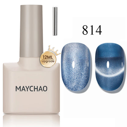 MAYCHAO 5ml Cat Eye Magnetic Gel Nail Polish Shiny Glitter Gel Lacquer Semi Permanent Soak Off UV LED Varnish Manicure Nail Art