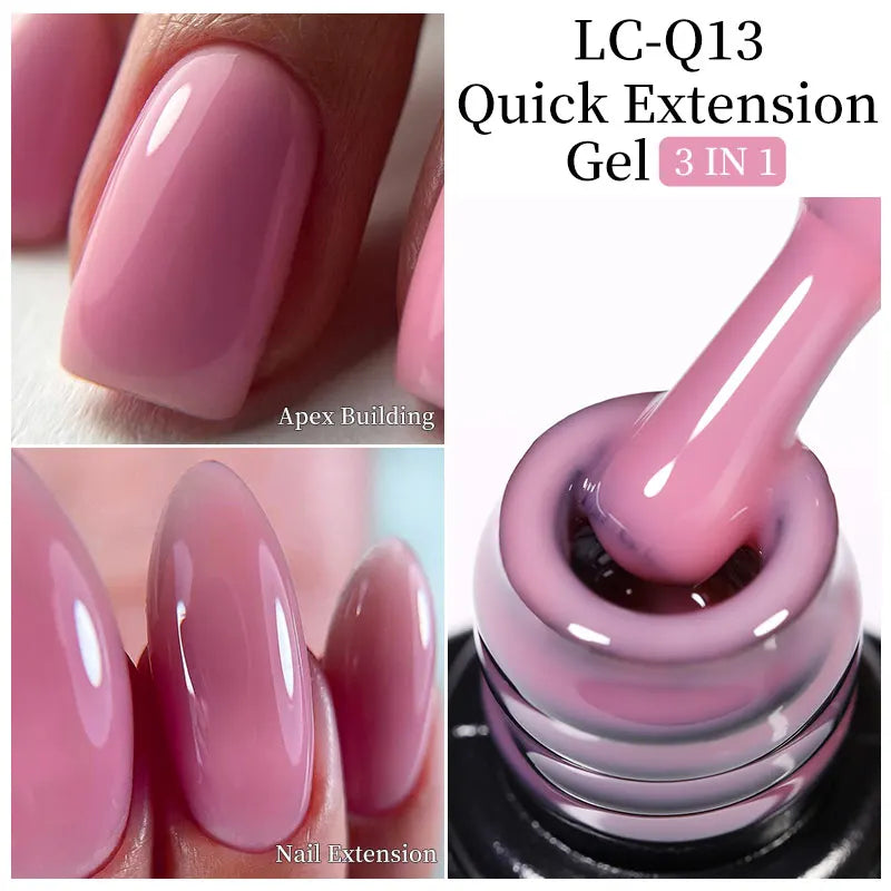 LILYCUTE 7ML Pink Glitter Quick Extension Gel Nail Polish Pink Gold Foils Effect Vernis Semi Permanent UV Gel Nail Art Hard Gel