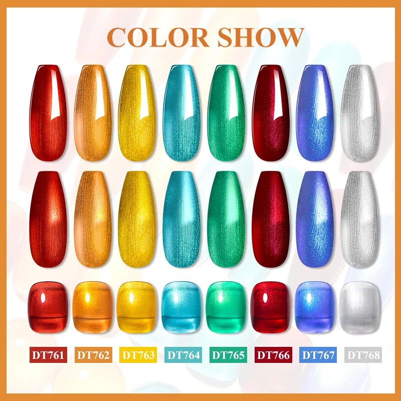 MEET ACROSS 7ml Red Metallic Color Gel Nail Polish Red Gold Silver Semi permanent Soak Off UV Gel Varnish Nail Art For Manicure