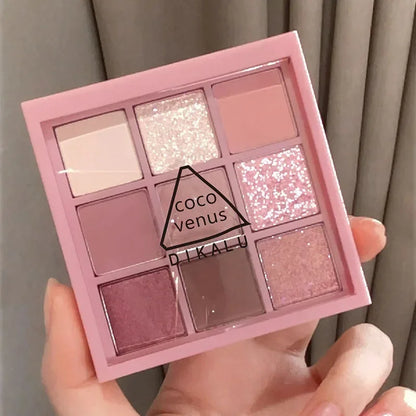 New Nine-color Eyeshadow Palette Rose Pink Color Pearly Matte Glitter Eyeshadow Pallete Shiny Eye Shadow Eye Pigments