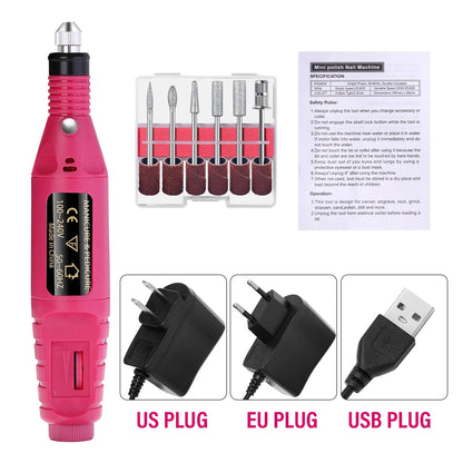 Portable Professional Electric Nail Drill Machine Manicure Tools Pedicure Drill Set Family Nail File Nail Drill Equipment