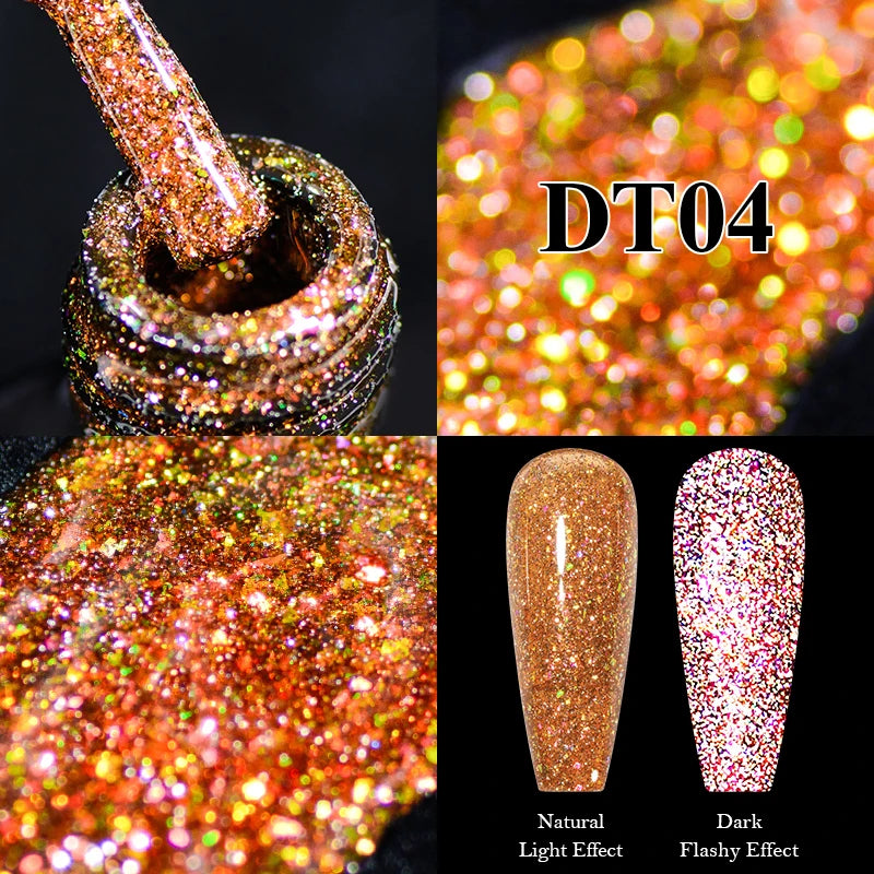 MEET ACROSS 7ml Red Metallic Color Gel Nail Polish Red Gold Silver Semi permanent Soak Off UV Gel Varnish Nail Art For Manicure