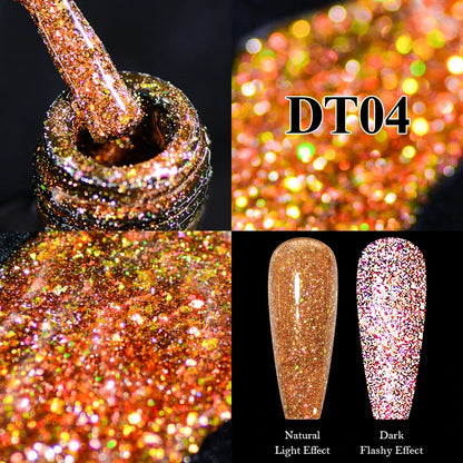 MEET ACROSS 7ml Red Metallic Color Gel Nail Polish Red Gold Silver Semi permanent Soak Off UV Gel Varnish Nail Art For Manicure