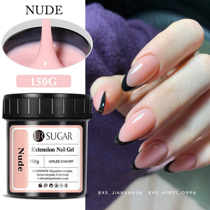 UR SUGAR 150g Quick Extension Gel  Pink Jelly Milky White Camouflage Finger French Hard Gel UV LED Gel Nail Art Design Manicure