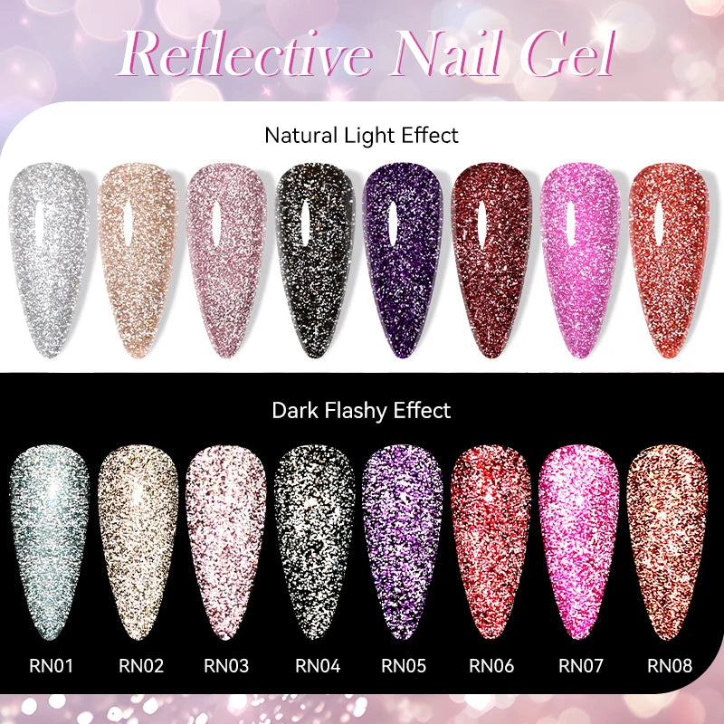 LILYCUTE 7ML Reflective Glitter Gel Nail Polish Bright Sparkling Silver Color Semi-permanent Soak Off Nail Art UV Gel Varnishes