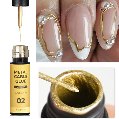 1Box Gold Metallic Painging Gel Nail Polish Super Bright Gold/Silver Mirror Metal Chrome Varnish Drawing French Line Nail Gel*&^