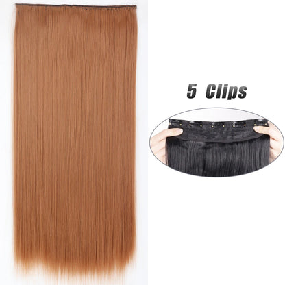 Synthetic 5 Clip In Hair Extensions Long Straight Hairstyle Hairpiece Black Brown Blonde 80CM Natural Fake Hair For Women