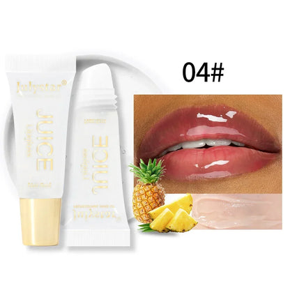 Nude Brown Plumping Lip Gloss Moisturising Fruit Lip Oil Transparent Fullness Lips Tint Soft Tube Makeup Applicator Beauty Care