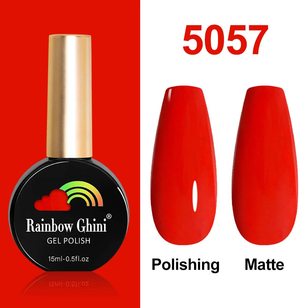 Rainbow Ghini 15ml Glitter Dark Red Gel Nail Polish Semi-Permanent Varnish UV Pale Red Nail Gel Art Supplies for Professionals