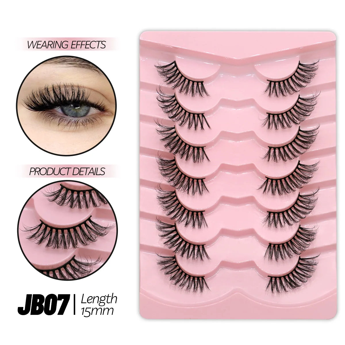 GROINNEYA Half Eyelashes Natural Cat Eye Lashes Soft Wispy Clear Band Lashes With Winged Ends For Extended Eye Look Makeup