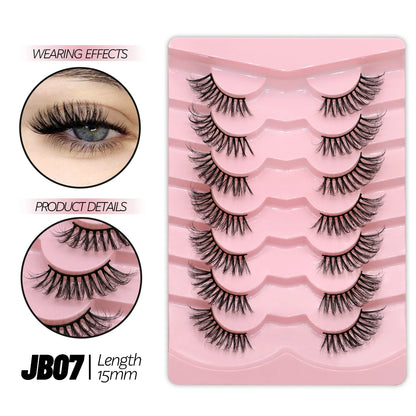 GROINNEYA Half Eyelashes Natural Cat Eye Lashes Soft Wispy Clear Band Lashes With Winged Ends For Extended Eye Look Makeup