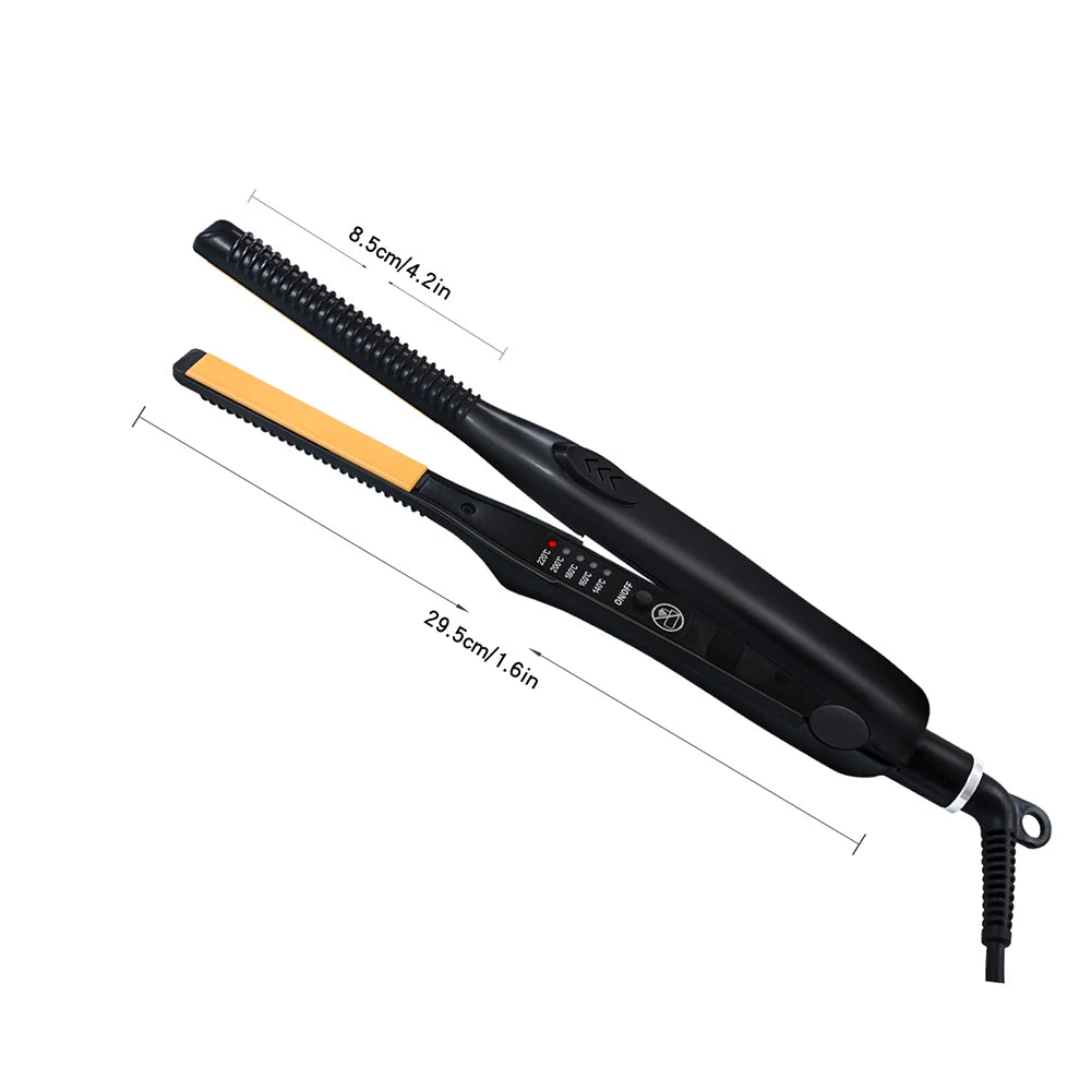 2 In 1 Hair Straightener & Curler Small Flat Iron Ceramic Hair Crimper Corrugation Short Hair Straightening Curling Styling Tool