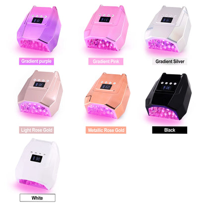 Pro 98W Nail Lamp Cordless Rechargeable UV LED Nail Dryer for Curing Gel Polish Powerful Pink Light Nail Lamp Machine