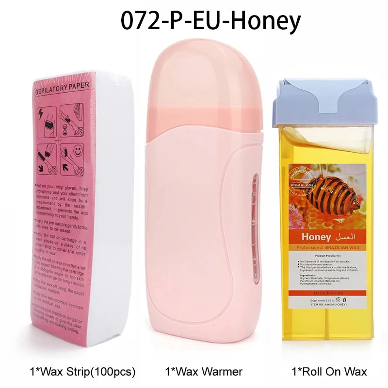 Unisex Roll on Depilatory Wax Cream Hair Removal Roller Wax Heater Waxing Hot Cartridge Warmer Equipment Tool Waxing Kit