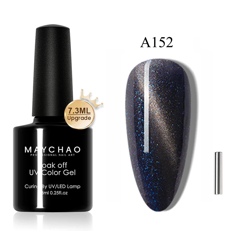 MAYCHAO 5ml Cat Eye Magnetic Gel Nail Polish Shiny Glitter Gel Lacquer Semi Permanent Soak Off UV LED Varnish Manicure Nail Art