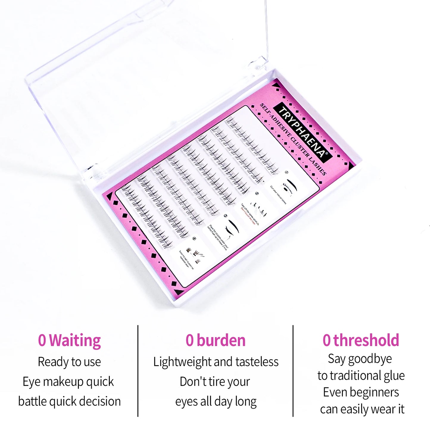 Self Adhesive Bottom Lashes No Glue Needed Reusable Under Eyelash Korean / Makeup DIY Individual Manga Lash Clusters