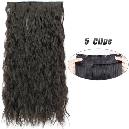 Synthetic 5 Clip In Hair Extensions Long Straight Hairstyle Hairpiece Black Brown Blonde 80CM Natural Fake Hair For Women