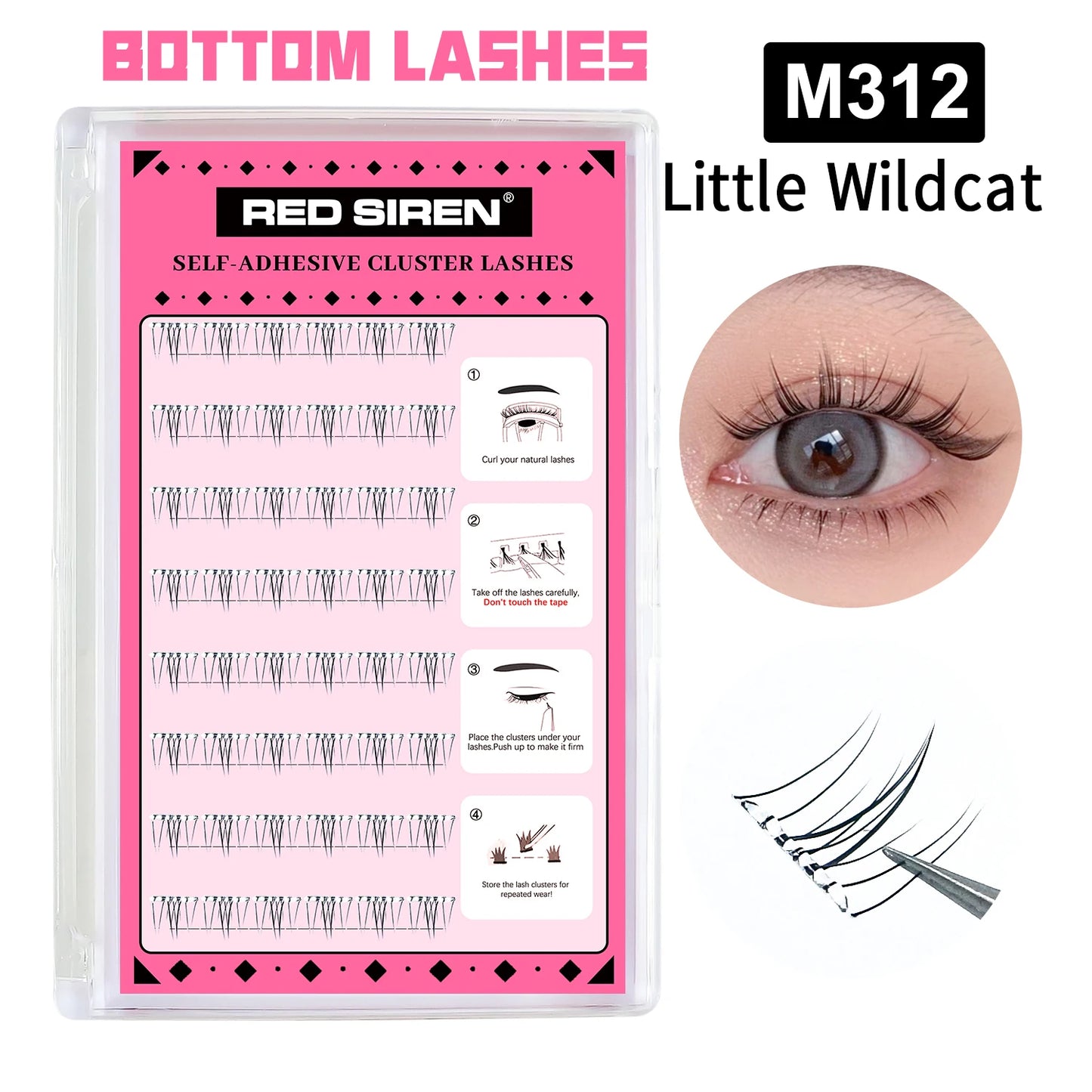 Self Adhesive Bottom Lashes No Glue Needed Reusable Under Eyelash Korean / Makeup DIY Individual Manga Lash Clusters