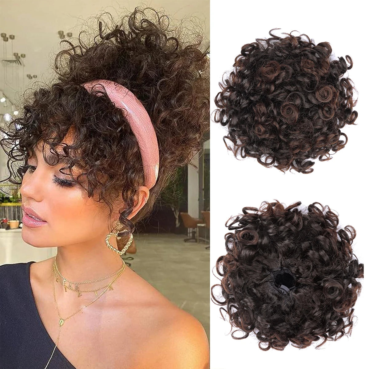 Chorliss Synthetic Claw Chignon Women Messy Curly Fluffy Hair Bun Clip In Ponytail Hair Extensions Natural False Hairpieces