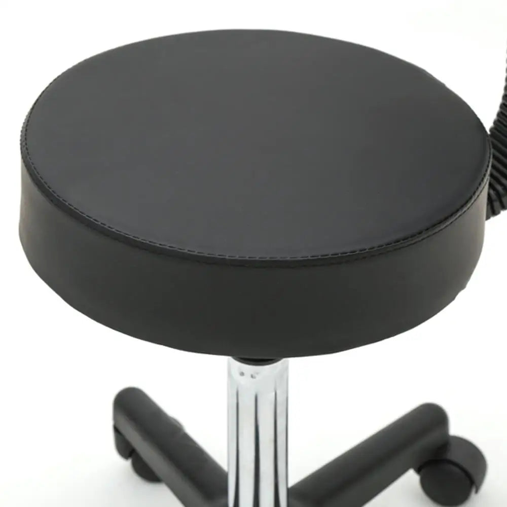 Adjustable Round Plastic Salon Stool with Backrest - Black Beauty Chair for Hair, Nail, Spa Use