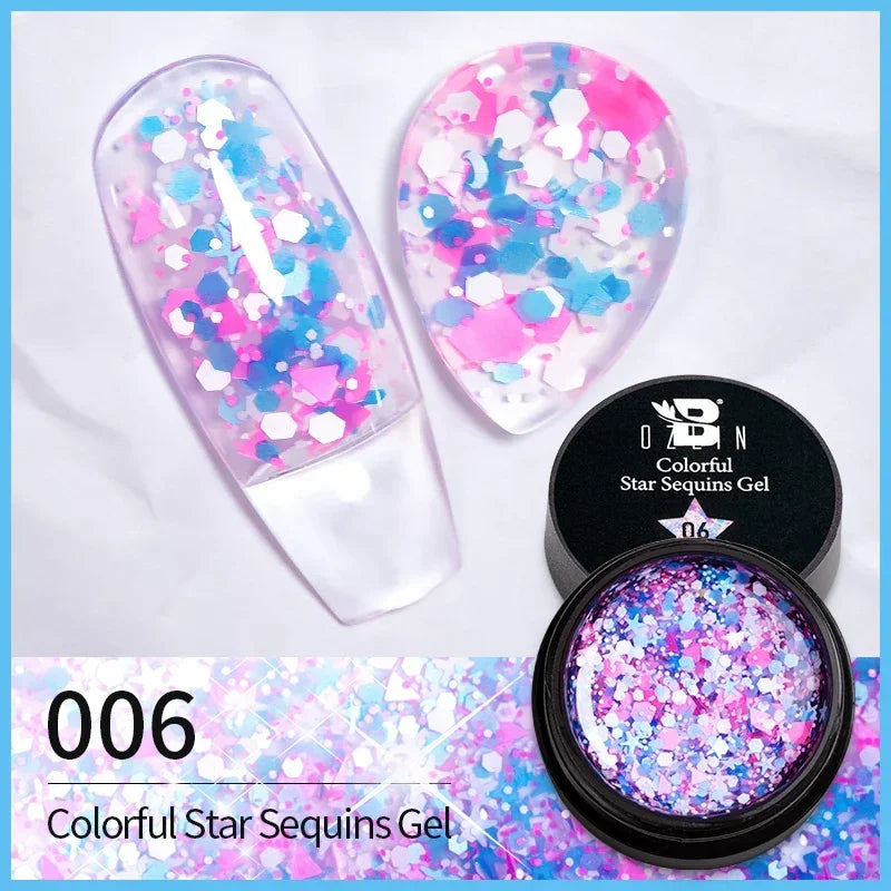 BOZLIN Chameleon Flake Gel Nail Polish Spring Color Sparkling Sequins Soak Off UV Glitter Gel Varnish Nail Art Decoration 5ML