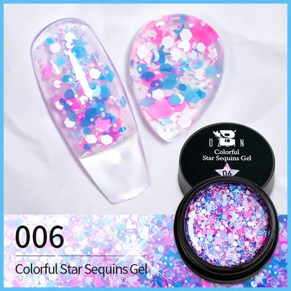 BOZLIN Chameleon Flake Gel Nail Polish Spring Color Sparkling Sequins Soak Off UV Glitter Gel Varnish Nail Art Decoration 5ML