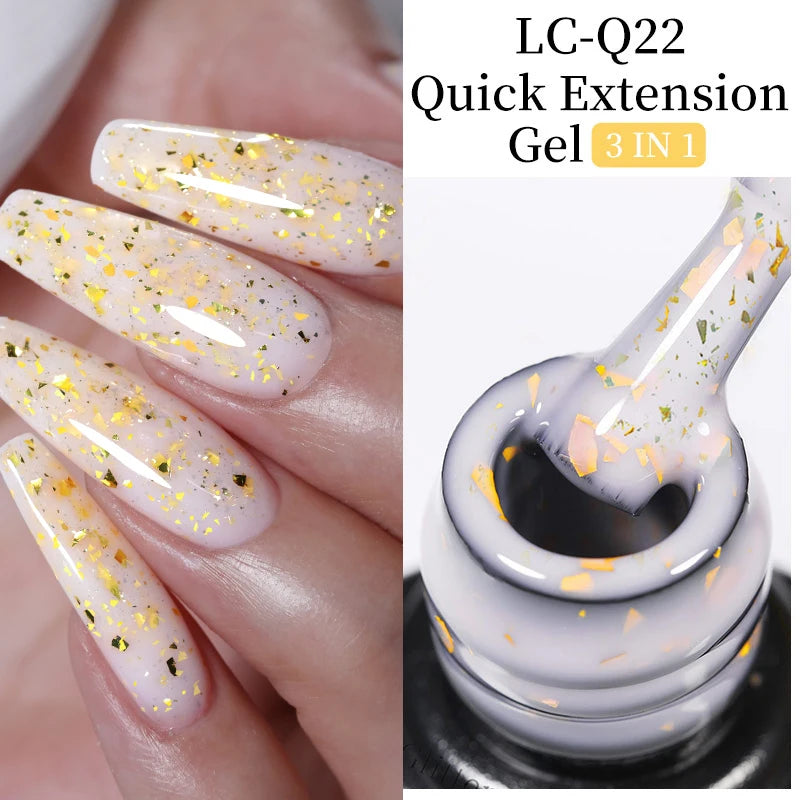 LILYCUTE 7ML Pink Glitter Quick Extension Gel Nail Polish Pink Gold Foils Effect Vernis Semi Permanent UV Gel Nail Art Hard Gel