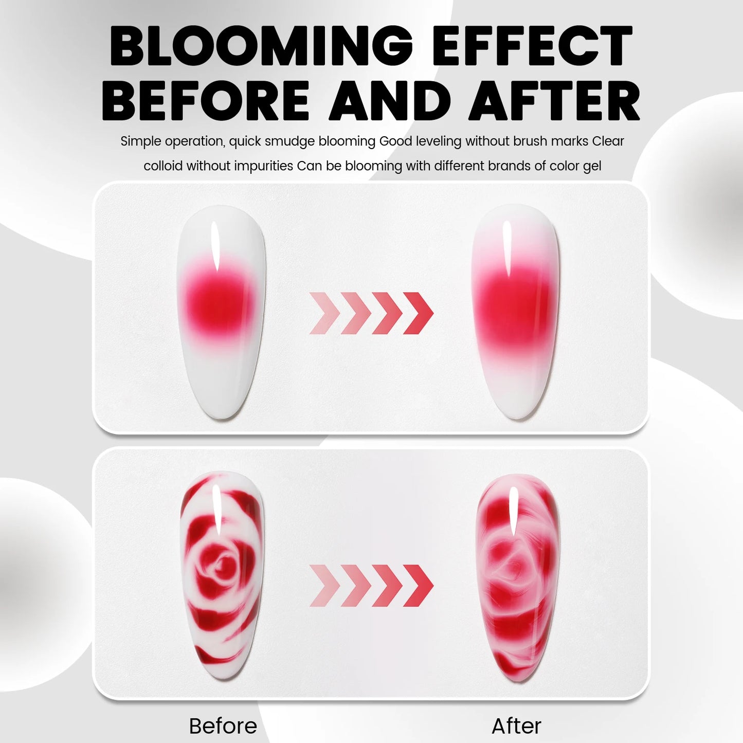 YOKEFELLOW Blooming Gel 16ml Clear Watercolor Gel Polish for Spreading Effect Marble Soak off Uv LED Gel Varnish Nail Art DIY