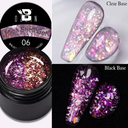 BOZLIN Chameleon Flake Gel Nail Polish Spring Color Sparkling Sequins Soak Off UV Glitter Gel Varnish Nail Art Decoration 5ML