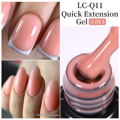 LILYCUTE 7ML Pink Glitter Quick Extension Gel Nail Polish Pink Gold Foils Effect Vernis Semi Permanent UV Gel Nail Art Hard Gel