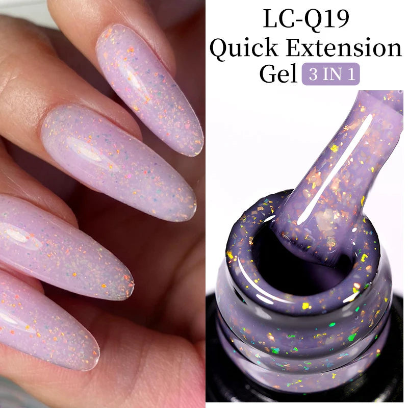 LILYCUTE 7ML Pink Glitter Quick Extension Gel Nail Polish Pink Gold Foils Effect Vernis Semi Permanent UV Gel Nail Art Hard Gel