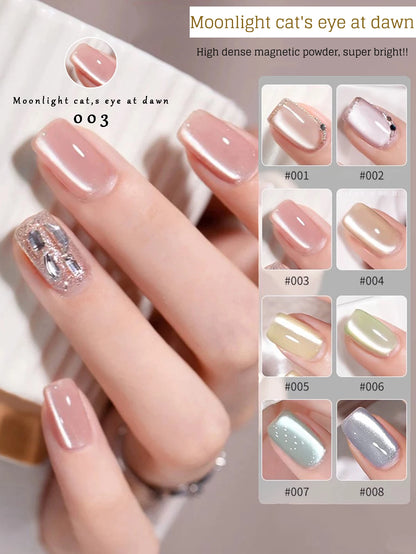 MIANEL 12ML/PCS Flower-like Satin Cat Eye Gel Nail Polish, Autumn Popular Whitening Nail Polish, Suitable For Nails And Toe Nail