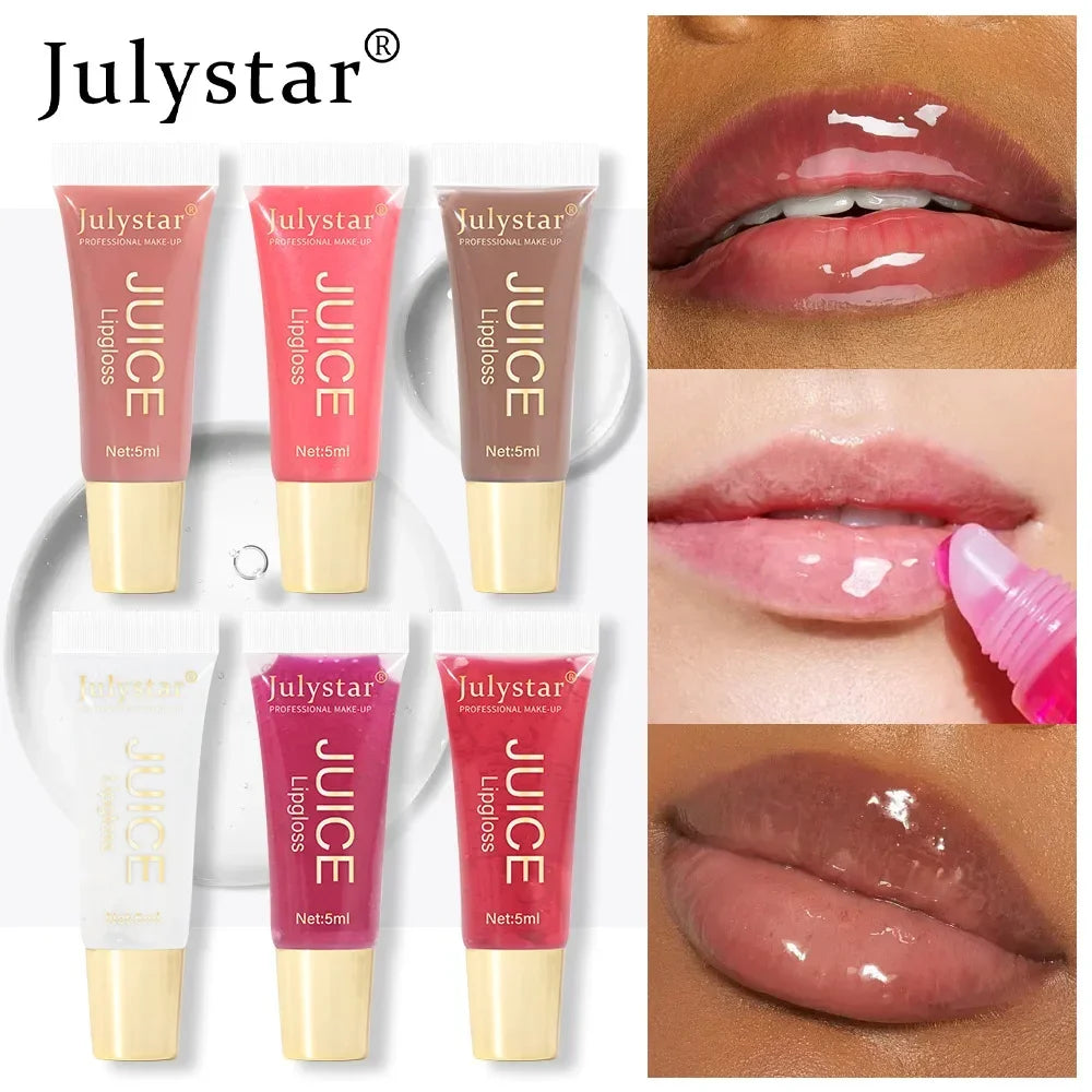 Nude Brown Plumping Lip Gloss Moisturising Fruit Lip Oil Transparent Fullness Lips Tint Soft Tube Makeup Applicator Beauty Care