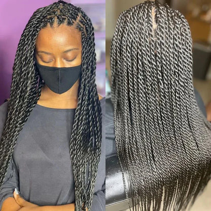 Twist Braided Wigs Box Braided Lace Front Wig For Black Women Synthetic Full Lace Frontal Wig Faux Locs Wig Goddess Braids Wigs