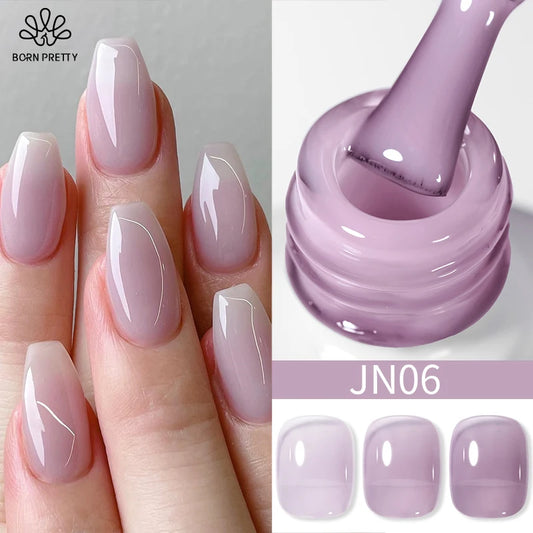 BORN PRETTY Purple Jelly Nude Gel Nail Polish 10ml Translucent Clear Gel Polish French Manicure Milky Natural Transparent Gel