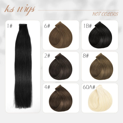 K.S WIGS Tape in Hair Extensions Straight Natural Remy Virgin Seamless Human Hair Extensions for Women Tape in Hair Extensions