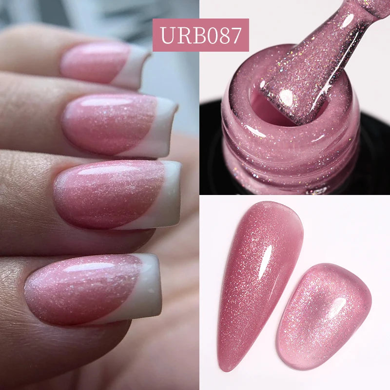 UR SUGAR 7ml Crystal Nude Rubber Base Gel Milky White Pink Gold Glitter Semi Permanent Soak Off UV LED Nail Art Construction Gel