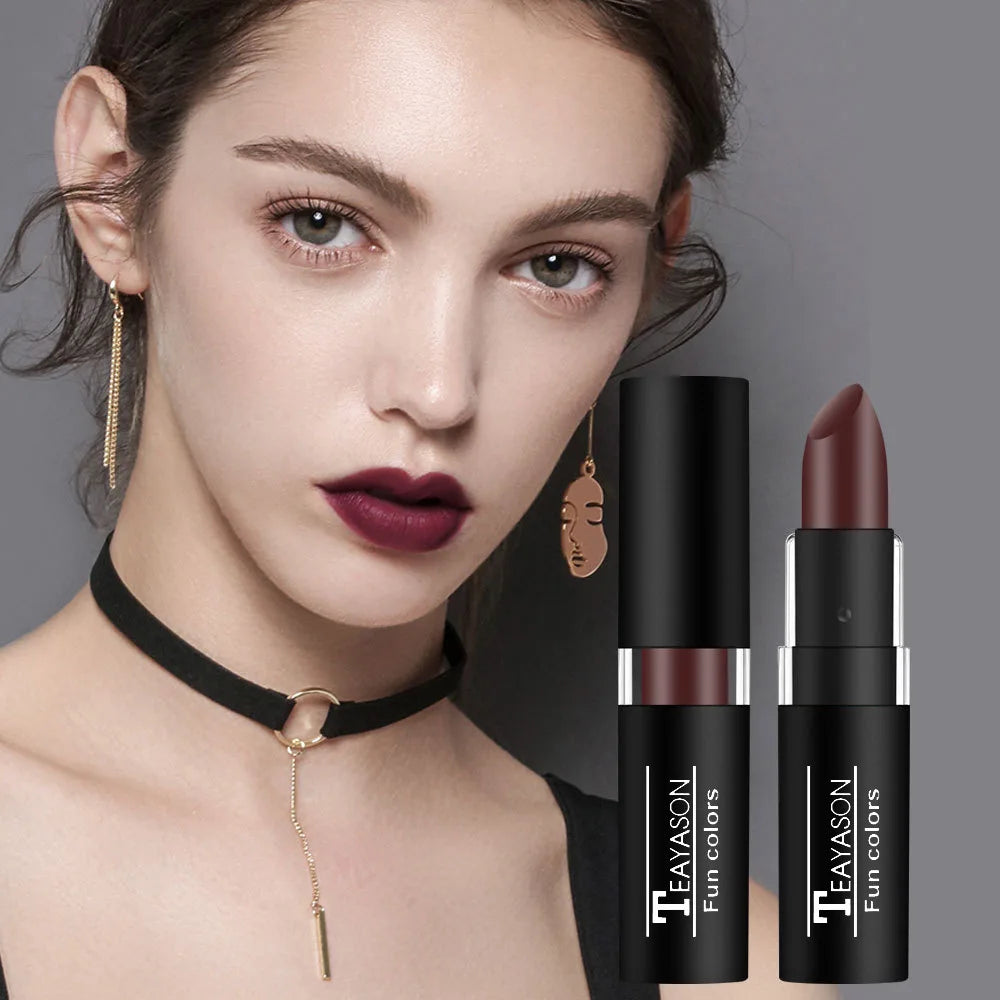 12 Color Lipstick Waterproof Long Lasting Cosmetic Black Blue Purple Green Matte Make Up Lip Gloss Makeup Red Lipstick