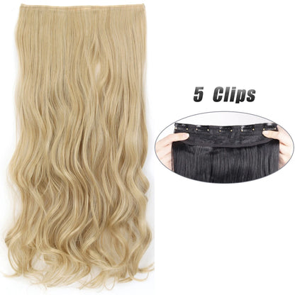 Synthetic 5 Clip In Hair Extensions Long Straight Hairstyle Hairpiece Black Brown Blonde 80CM Natural Fake Hair For Women