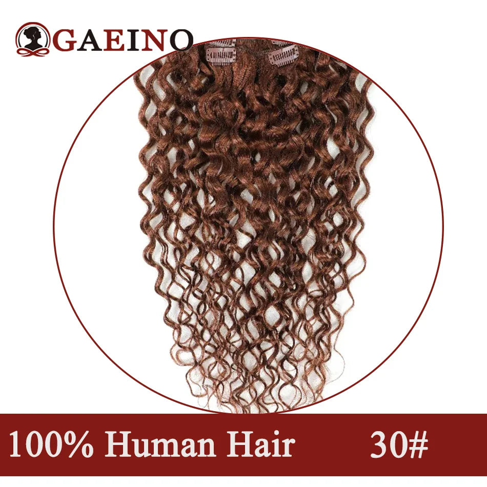 Water Wave Clip In Hair Extensions Human Hair 3Pcs/Set Chestnut Brown Natural Hair Curly Clip Ins Extension For Woman 14-28Inch