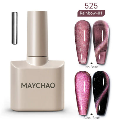 MAYCHAO 5ml Cat Eye Magnetic Gel Nail Polish Shiny Glitter Gel Lacquer Semi Permanent Soak Off UV LED Varnish Manicure Nail Art