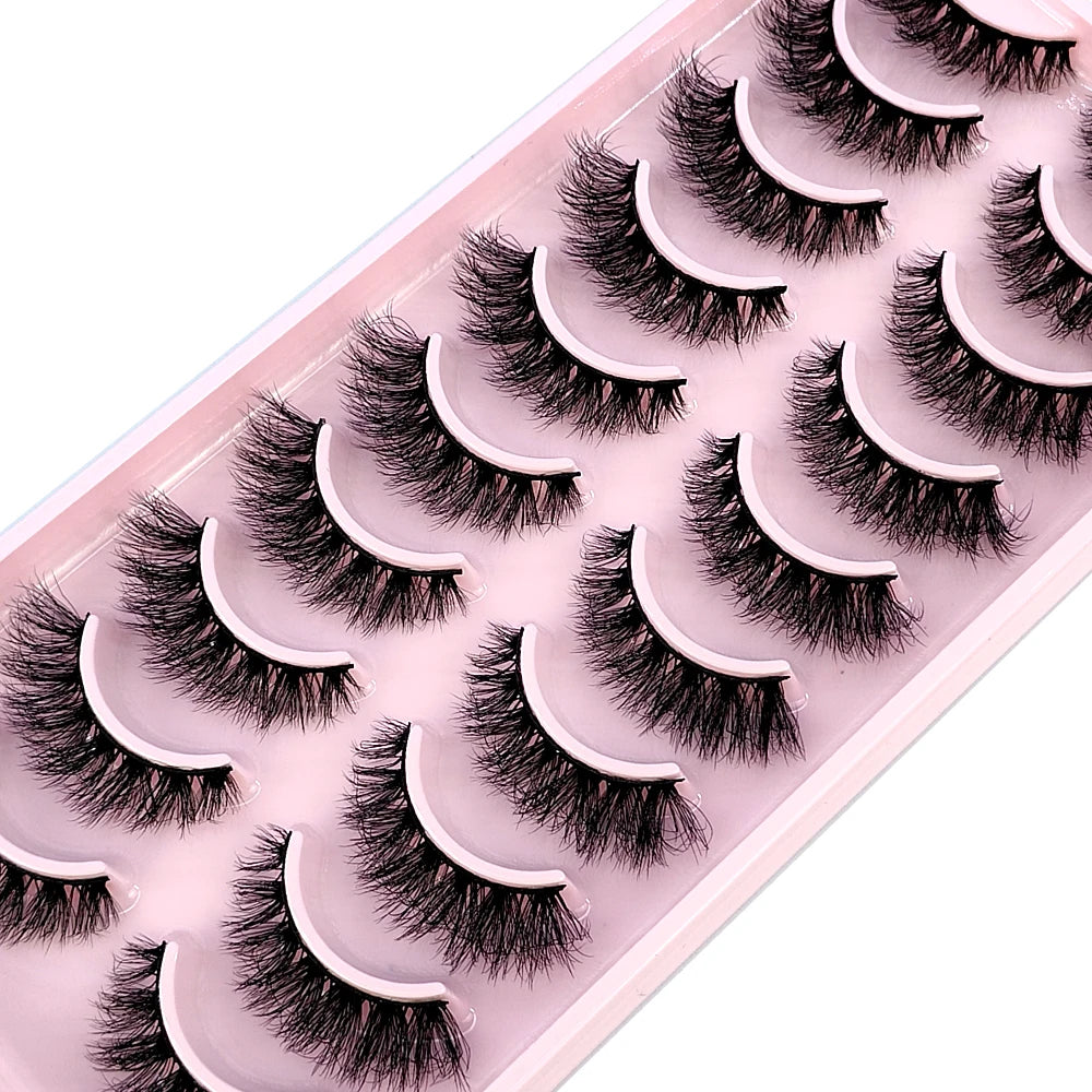 10 Pairs Faux Mink Eyelashes Handmade False Eyelashes Natural Nude Makeup Simulation Cross Messy Eye 3D Curly Eyelashes